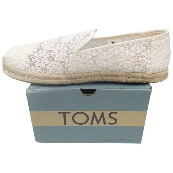 Tom’s Alpargata Floral Lace Espadrilles Women's 9.5 Off White - Picture 1 of 7